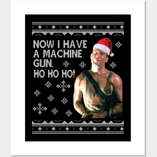 Die Hard Ho Ho Ho Machine Gun Christmas Kint Wall Art by Nova5